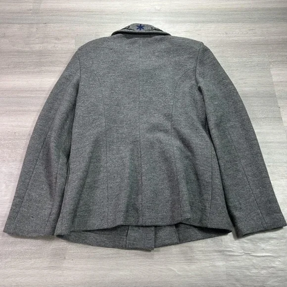 VINTAGE Geiger Skirt Suit Womens 38 Gray Wool Embroidered Floral 2 Piece Austria - Picture 3 of 16